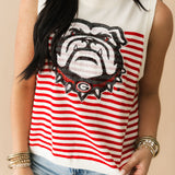 Licensed UGA Mascot Striped Knit Tank | Queen Of Sparkles