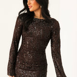 Made To Shine Mini Dress | Espresso