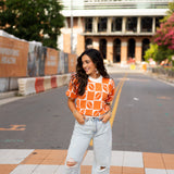 Checker Football Sweater | Orange