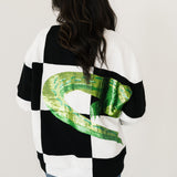 Black & White Checkered Alligator Queen Sweatshirt | Queen Of Sparkles