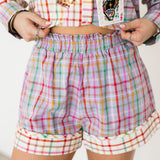 Colorblock Plaid Mardi Gras Cotton Shorts | Queen Of Sparkles