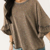 Floral Ruffle Top | Ash Mocha