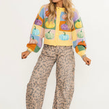 Good Luck Printed Barrel Jeans | Brown Sugar