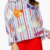 Multi Striped School Book Button Up Collared Top | Queen Of Sparkles