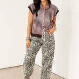 Piper Stripe Cardi Vest | Dark Wine