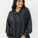 Terry Quarter Snap Pullover | Washed Black