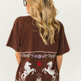 Floral Horse Pattern Merch Tee | Nutmeg