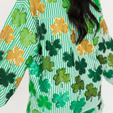Green & White Striped Rhinestone Shamrock Short | Queen Of Sparkles