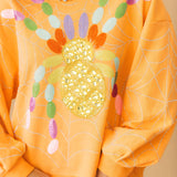 Light Orange Multi Oversized Spider On Web Sweatshirt | Queen Of Sparkles
