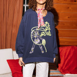 Navy 'Let's Go Girls' Lasso Cowgirl Sweatshirt