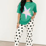 Polka Dot Wide Leg Jeans