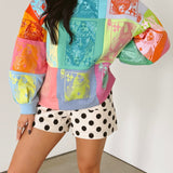 Multi Colorblock QOS Card Logo Sweatshirt | Queen Of Sparkles