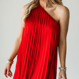 Shine Asymmetrical Mini Dress | Ruby Red