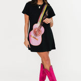 Black Guitar Strap Tee Dress | Queen Of Sparkles