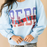Licensed Ole Miss Rhinestone Metallic Banner Sweatshirt | Queen Of Sparkles