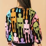 Black Multi Fuzzy Skeleton Short | Queen Of Sparkles