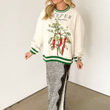 Beige Jalapeno Pepper Seed Packet Sweatshirt | Queen Of Sparkles