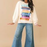 Beige School Books Sweatshirt | Queen Of Sparkles