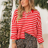 Piper Striped Cardi | Pink & Red