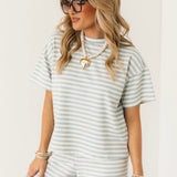Bailey Stripe Tee | Light Blue