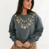 Charcoal Queen & Icon Necklaces Charm Sweatshirt | Queen Of Sparkles