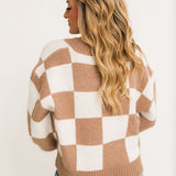 DOORBUSTER Checkered Cardigan | Beige