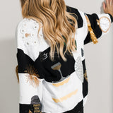 Black & White Checkered NYE Icon Sweatshirt | Queen Of Sparkles