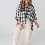 Plaid Button Down Top | Taupe