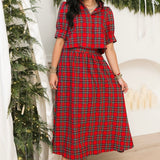 Merry Meadow Midi Skirt | Red Plaid