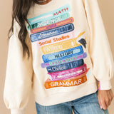 Beige School Books Sweatshirt | Queen Of Sparkles