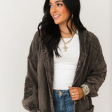 Mineral Wash Corduroy Maxi Coat | Ashed Black