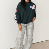 Ski Patch & Pass Collector Oversized Crew Sweatshirt