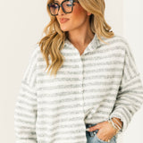Piper Stripe Cardigan | Heather Grey