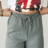 Houndstooth Wide Leg Pants | Black