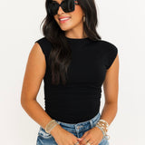 Clean Lines Mock Neck Bodysuit | Black