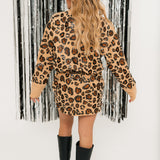 Tan, Brown & Black Leopard Mock Neck Dress | Queen Of Sparkles