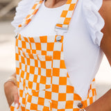 Tailgate Time Short Overalls | Orange Checker