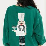 Dark Green Caviar Serving Nutcracker Sweatshirt | Queen Of Sparkles