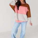 Color Block Sweatshirt | Mocha Blush