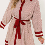 Striped & Chic Mini Dress | Rust