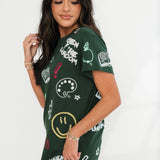 Dark Green Queen Of The Classroom Midi Tee Dress | Queen Of Sparkles