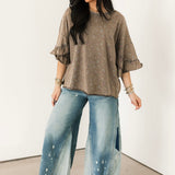Washed Bleached Wide Leg Denim Jeans