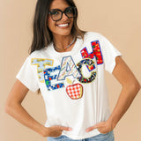 White Multi Fabric 'Teach' Apple Tee | Queen Of Sparkles