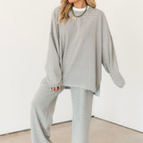 Dani Stripe Pullover Top | Charcoal