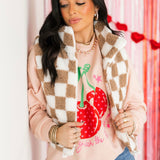 Checkered Sherpa Vest | Taupe