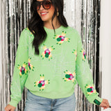 Neon Green Fuzzy Spider & Web Sweatshirt | Queen Of Sparkles