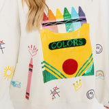 Beige Multi Crayon & Doodle Sweatshirt | Queen Of Sparkles