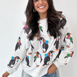 Light Grey Penguin With Scarf Sweatshirt