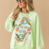 Light Green Queen Of The Sea Card Logo Sweatshirt | Queen Of Sparkles