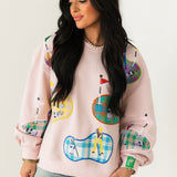 Light Pink Plaid Golfers Putting Sweatshirt | Queen Of Sparkles
